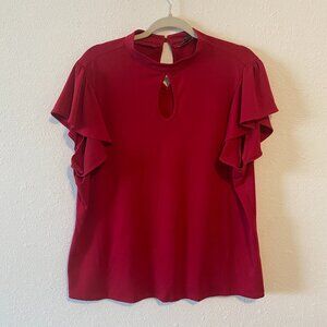 Adrianna Papell Red Short Sleeve Blouse